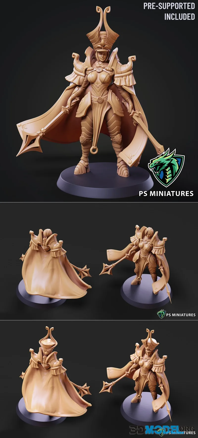 PSMiniatures - Sanctum Guardian Pose 1 - 2 Variants and Pinup – Printable