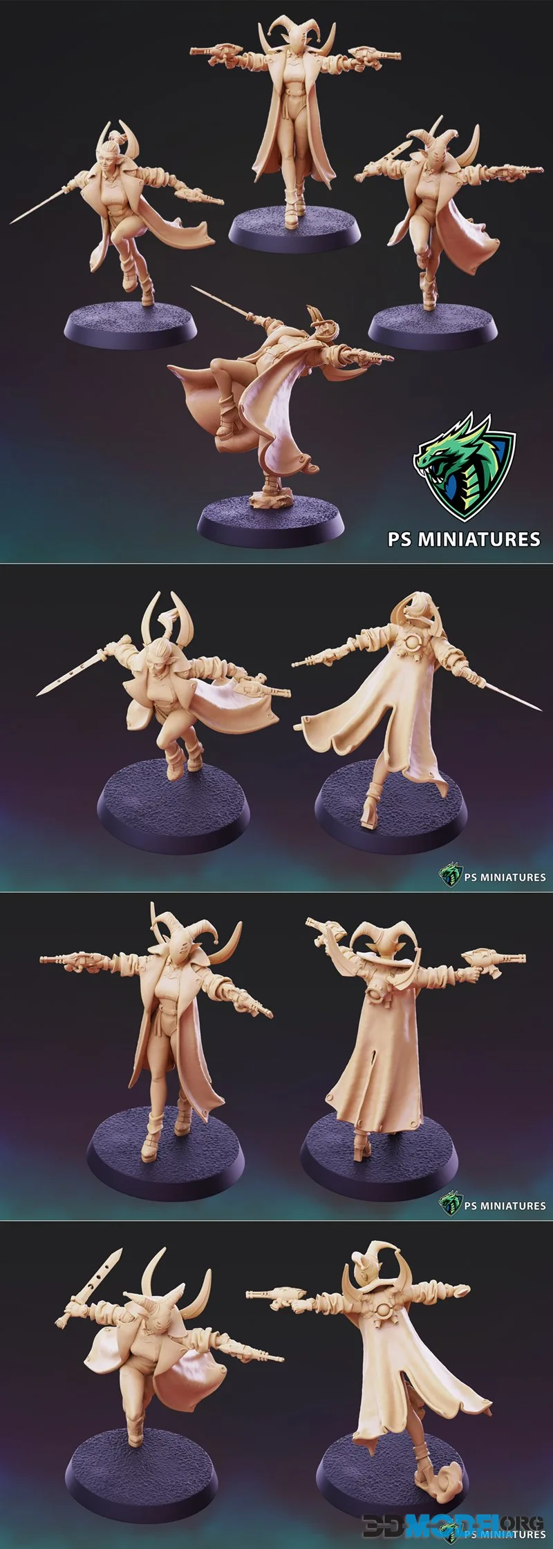 PSMiniatures - Galaxy Elf Gangsters - Female - Vol 1 Bundle March 2026 – Printable