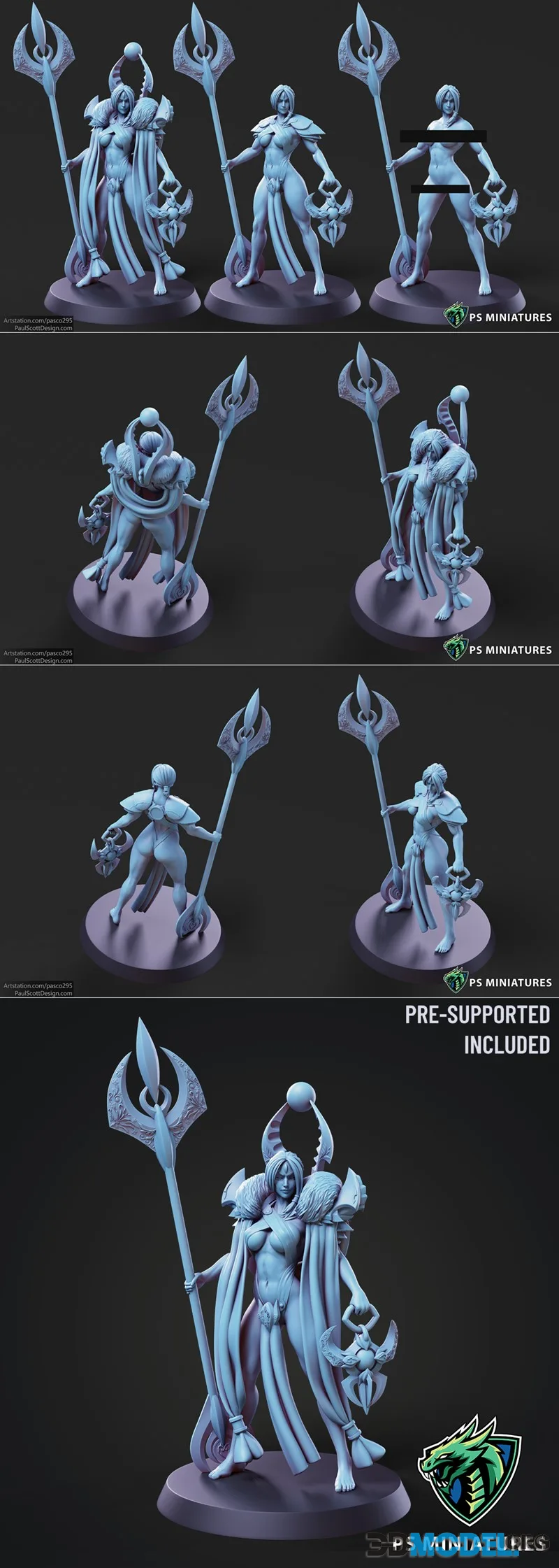 PSMiniatures - Aztec Warrior Pose 1 - 2 Variants and Pinups – Printable