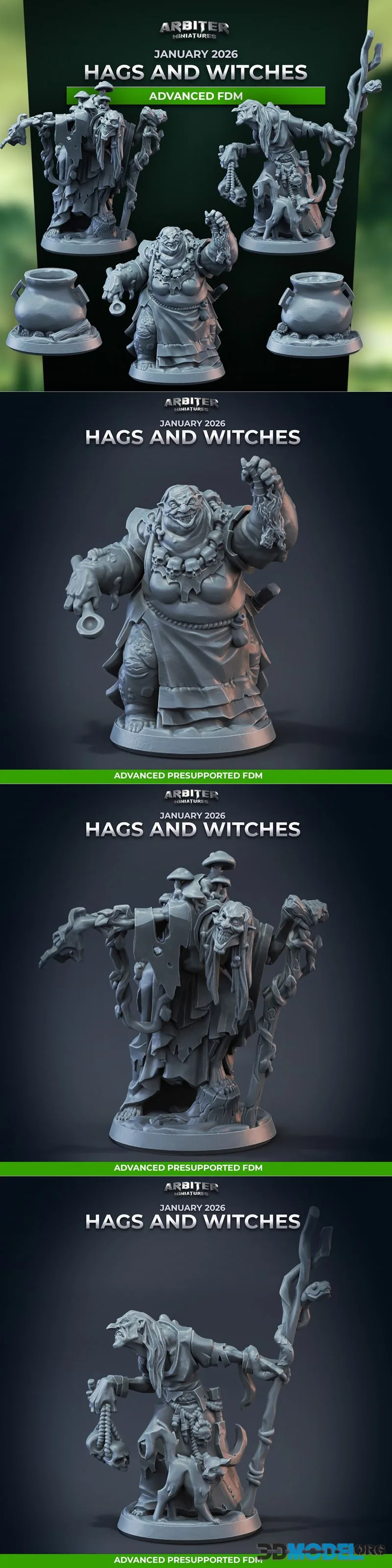 Arbiter Miniatures - Hags and Witches January 2026 – Printable
