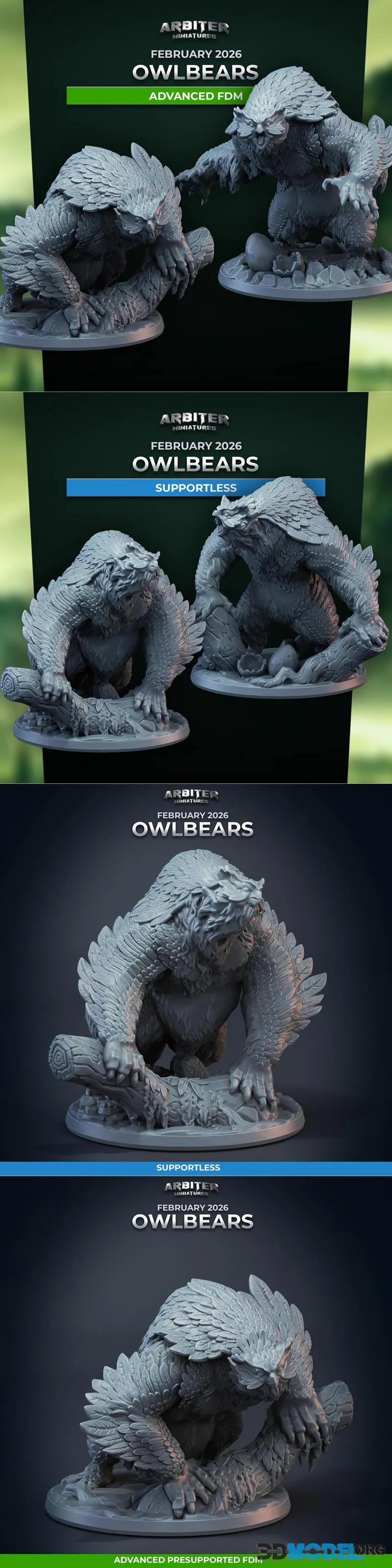 Arbiter Miniatures - Owlbears February 2026 – Printable