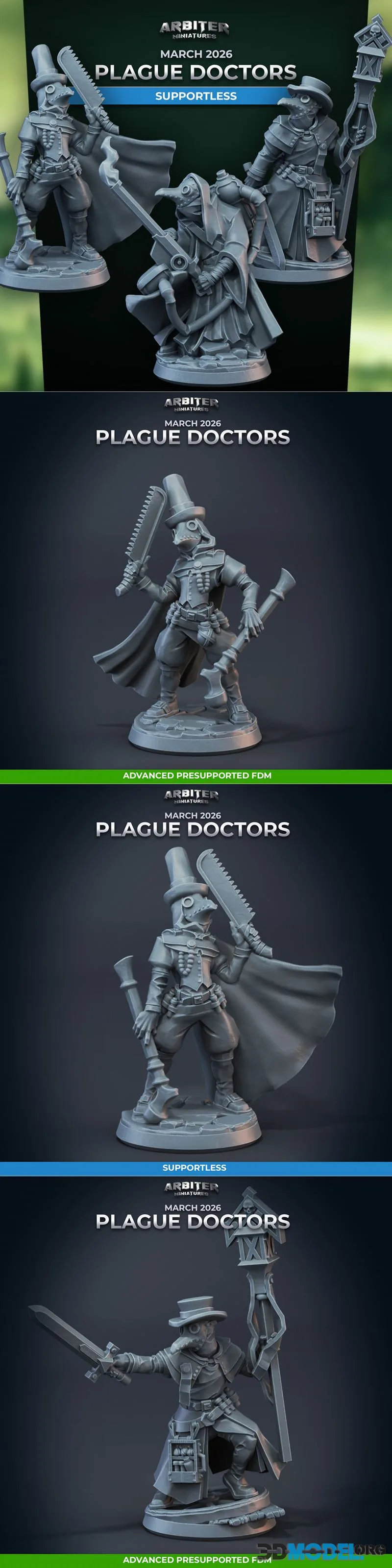 Arbiter Miniatures - Plague Doctors March 2026 – Printable