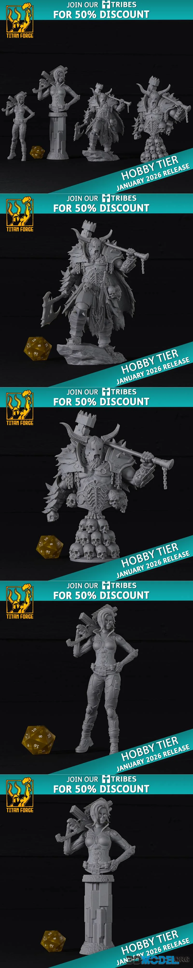 Titan Forge Miniatures - Hobby Release - Chaos Knight and Lara  January 2026 – Printable