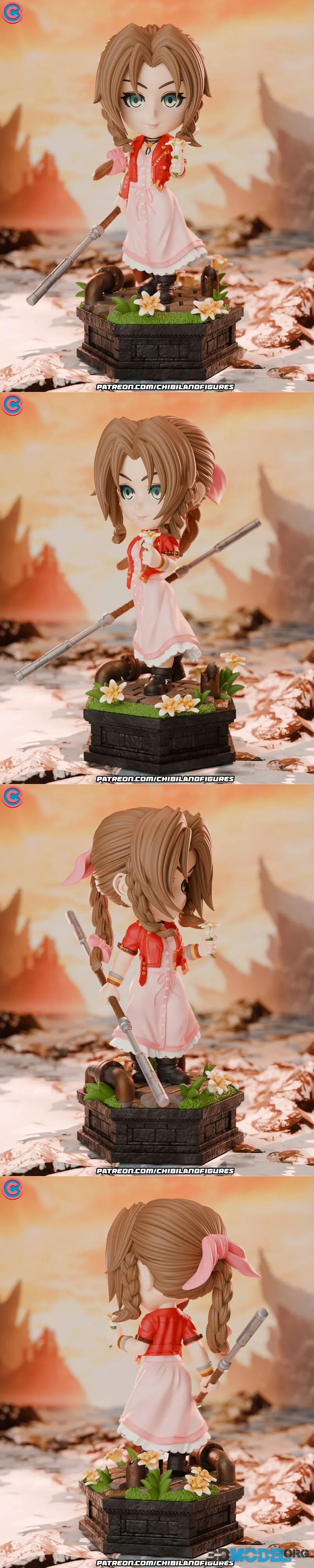 Chibi Land Figures - Aerith - Final Fantasy - Chibi – Printable