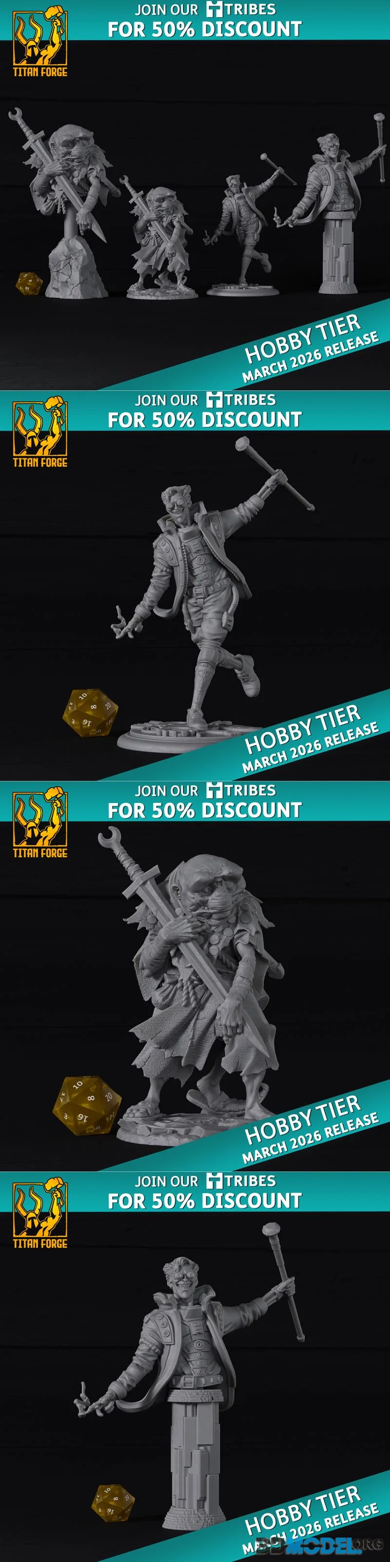 Titan Forge Miniatures - Hobby Release - Worm and Wicky the Clown March 2026 – Printable