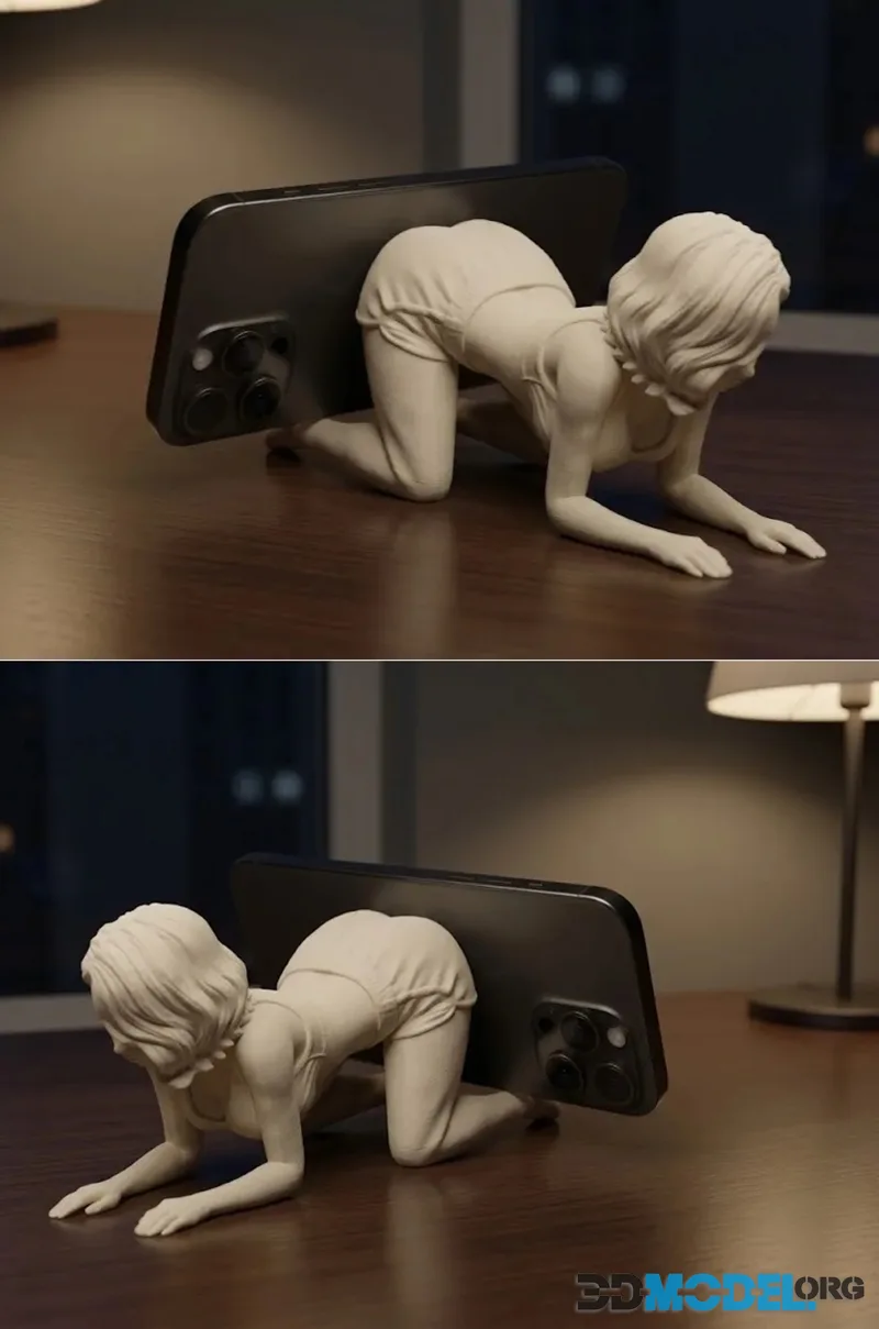 Phone stand - Anime woman (Yoga Cat Cow pose) – Printable