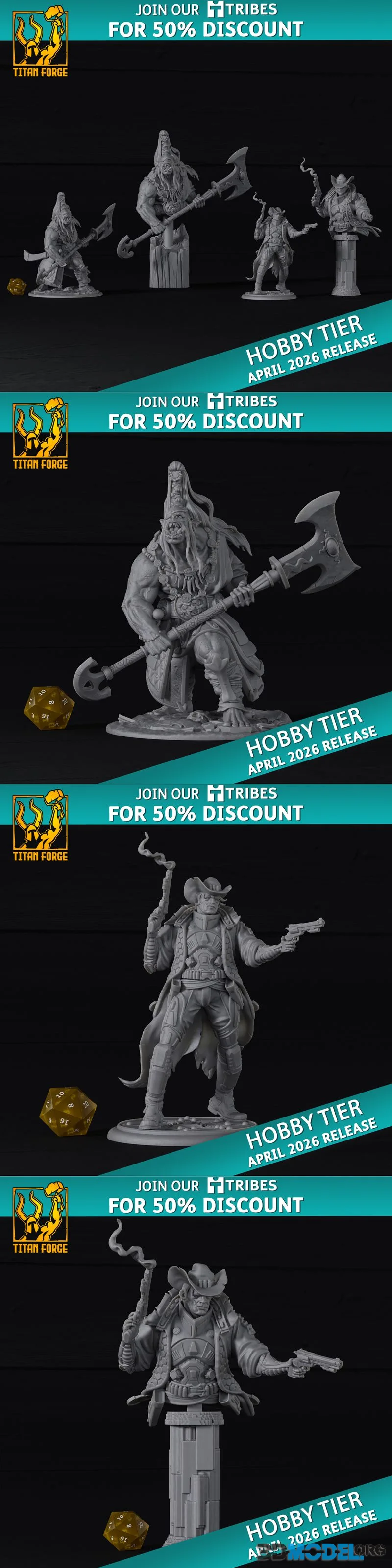 Titan Forge Miniatures - Hobby Release - Oghul-Dur and Cowboy Clint April 2026 – Printable