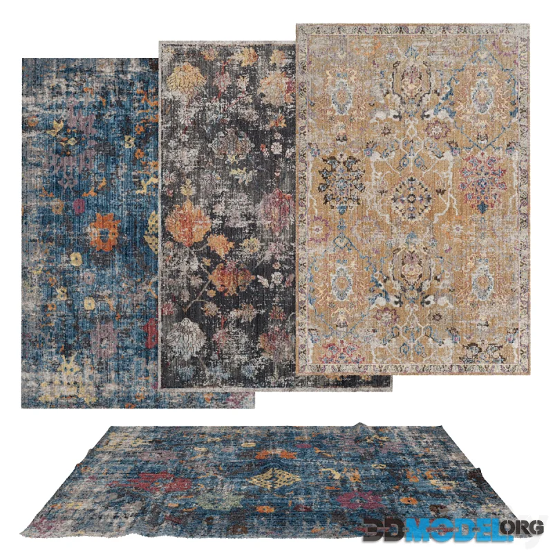 3 rugs with folds and 3 without