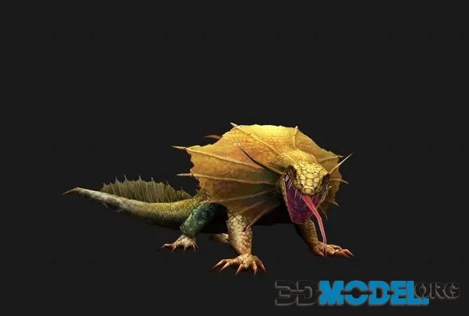 Animated Frill-Necked Lizard low-poly (PBR)
