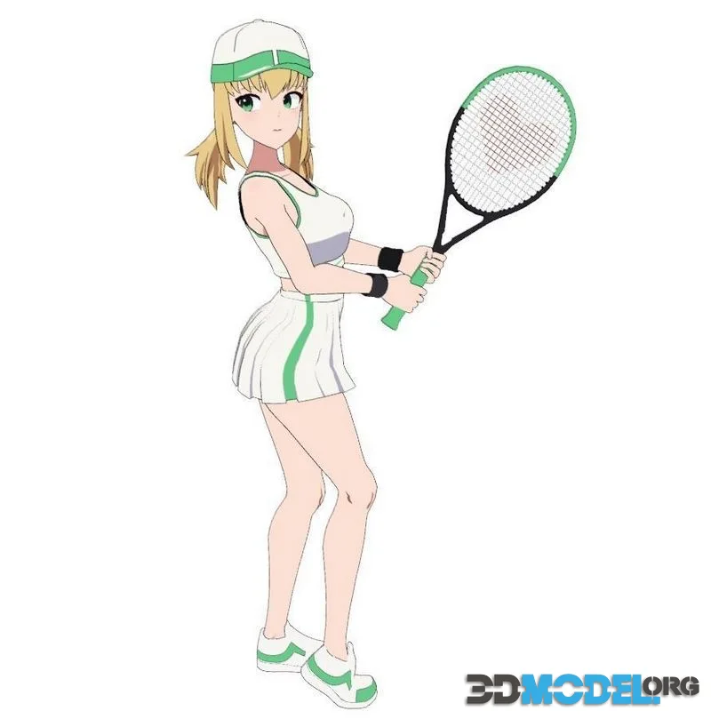 Anime Girl – Tennis Game low-poly (PBR)