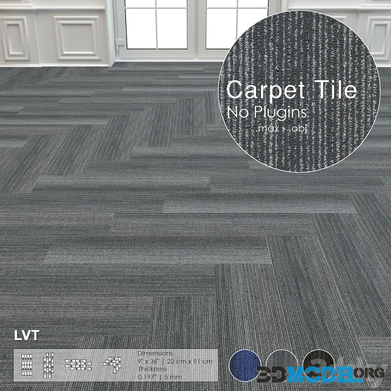 Carpet Tile Collections 3 colo (Blue, Brown, Charcoal)