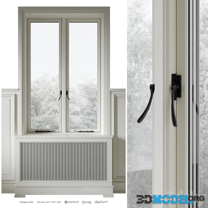 Classic window with radiator screen 003