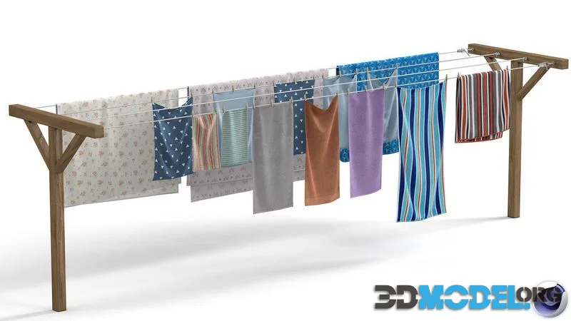 Clothes Line low-poly (PBR)