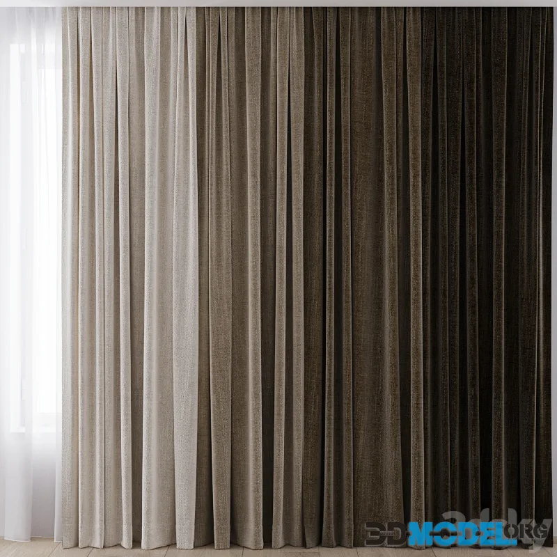 Curtains 22 (4 curtains and tulle, 4 color choices)