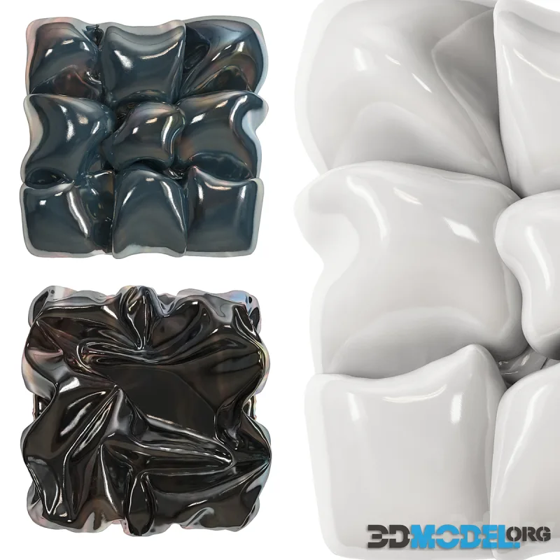 Decorative panel on the wall Imitation of fabric folds in two materials metal and plastic