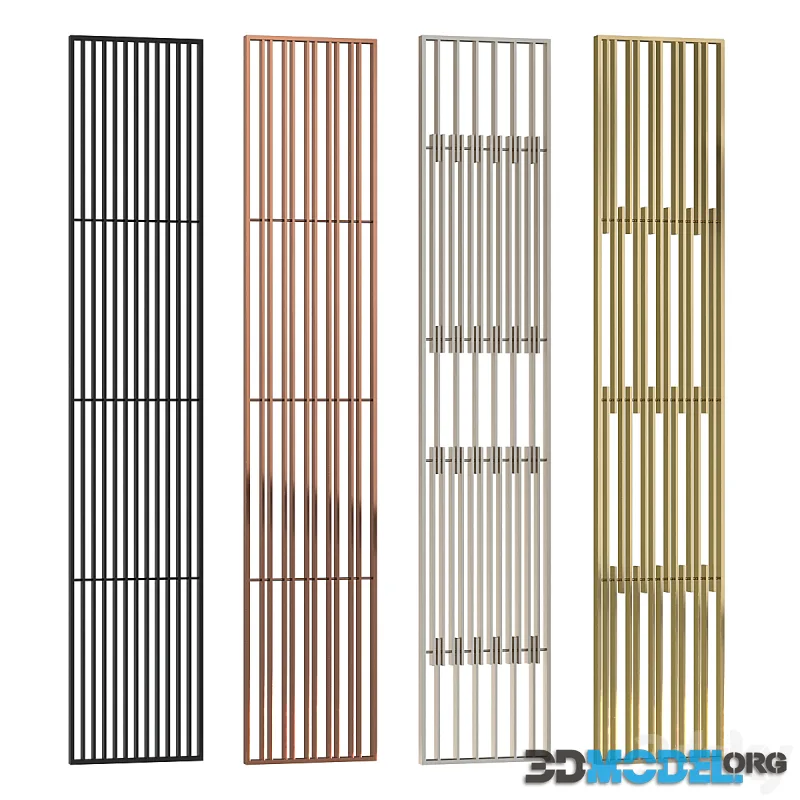 Decorative partitions from laths in 4 materials