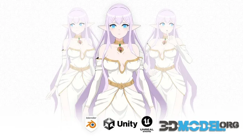 Elf Goddess low-poly (PBR)