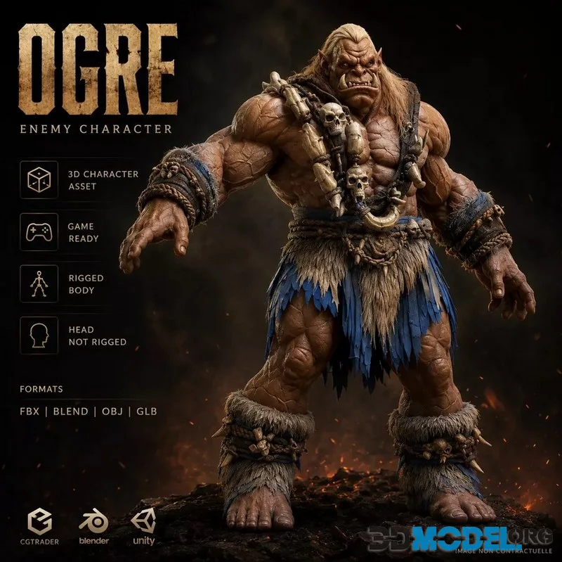 Fantasy Ogre Brute Enemy Character Rigged Game Monster (PBR)