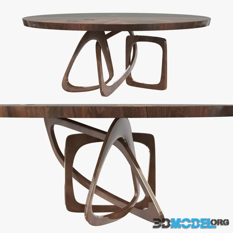 Hudson Dining Round Bronze Rings Metal Wood