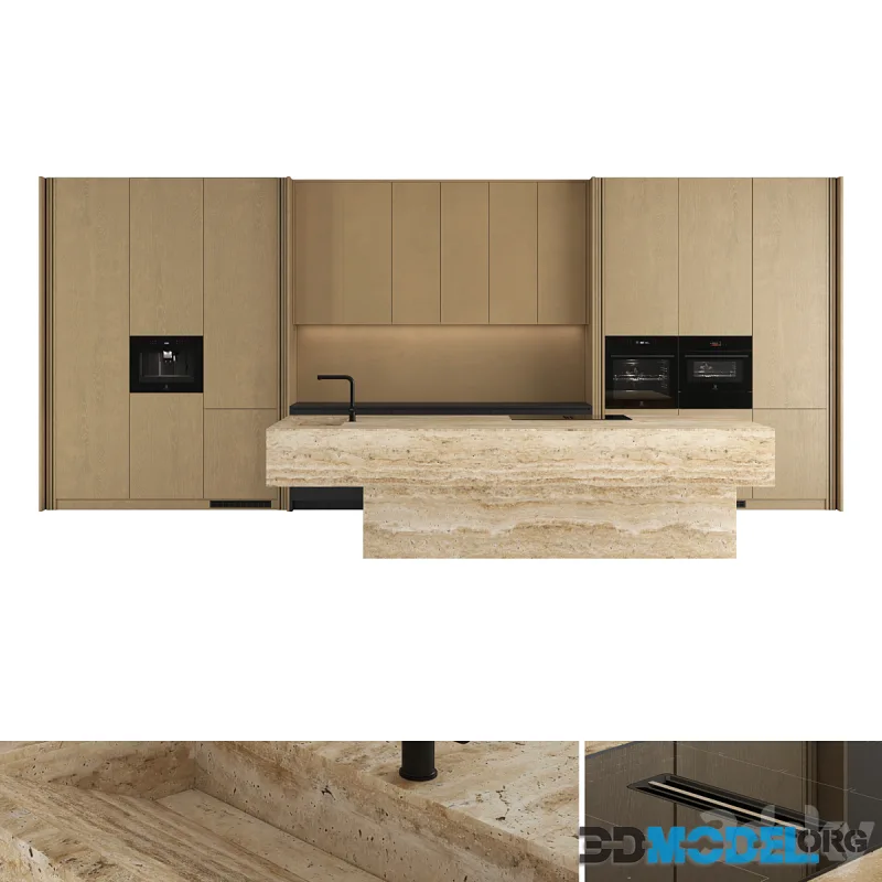 Kitchen with an island set 47 (Kitchen appliances ELECTROLUX, Sink and mixer tap FRANKE)