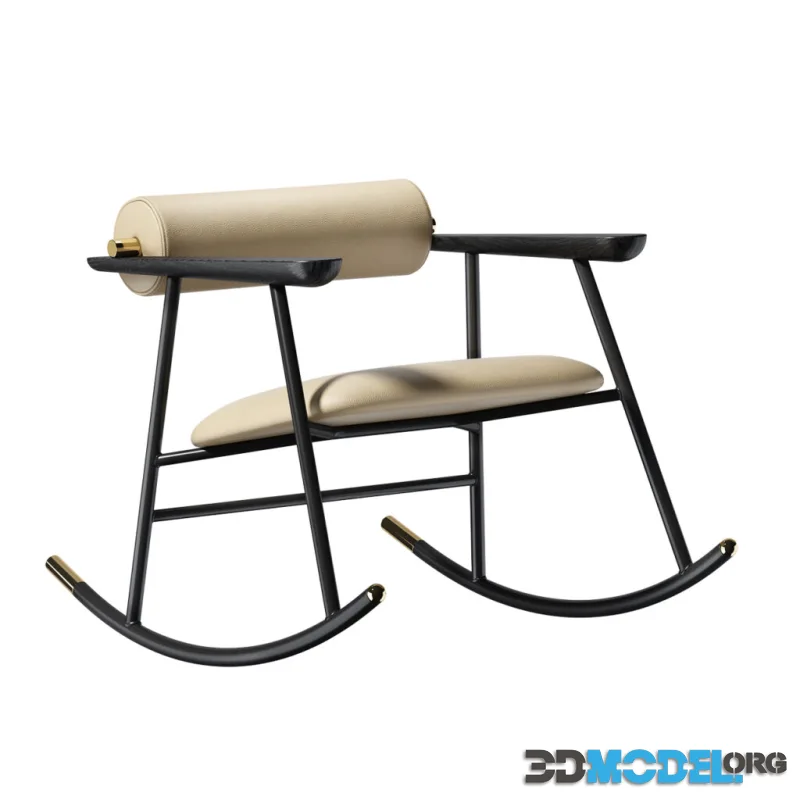 Loulou Rock Rocking Chair Beige Leather by Gallotti&Radice