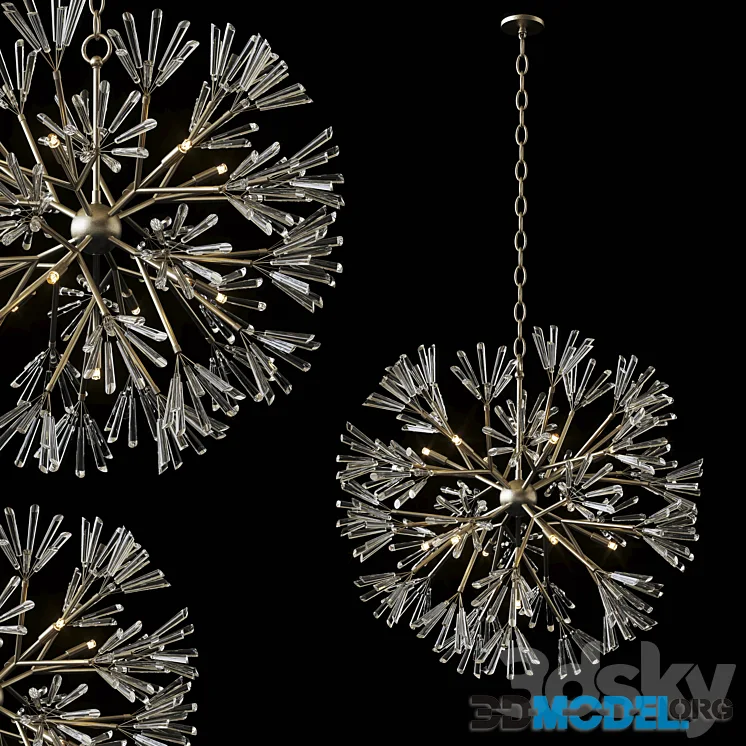 Luna Crystal Wand Branched Twelve-Light Pendant Chandelier