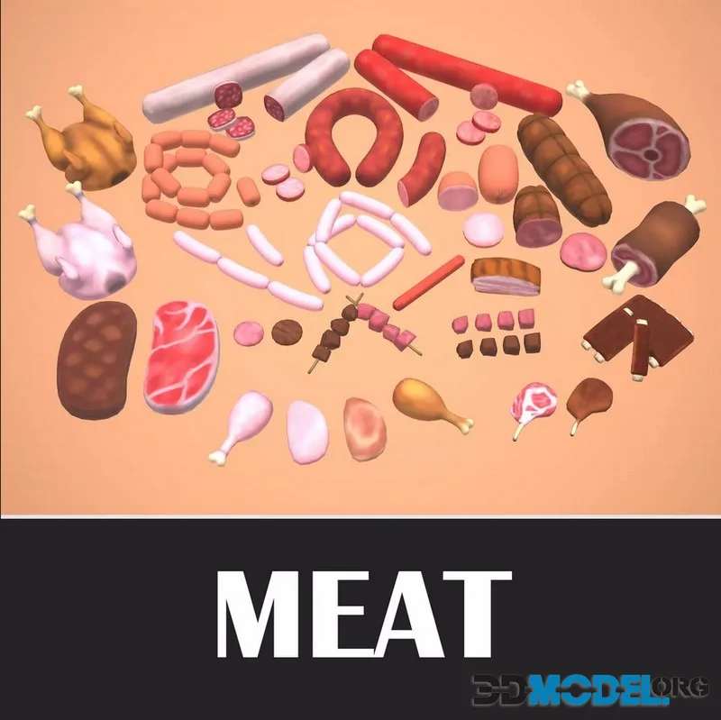 Meat – Stylized Food Pack low-poly (PBR)