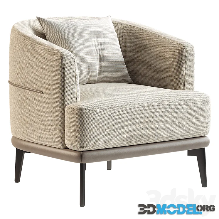Modern Linen Upholstered Armchair Barrel Chair for Living Room Bedroom
