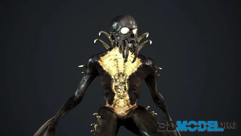 NecroMonster undead creature low-poly (PBR)