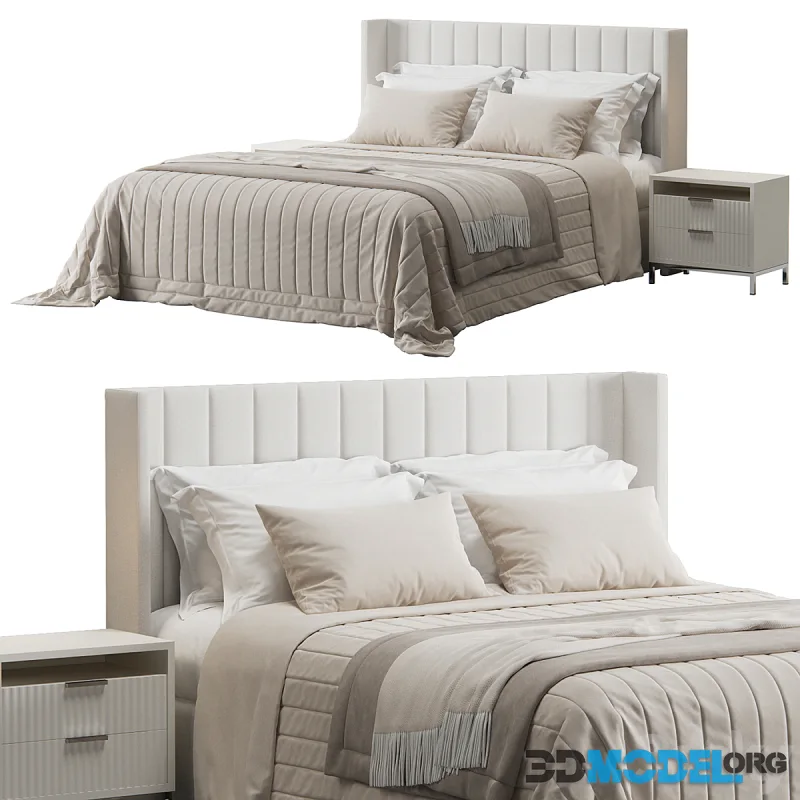 Oulton Striped Headboard Wingback Bed by Ambassador Beds