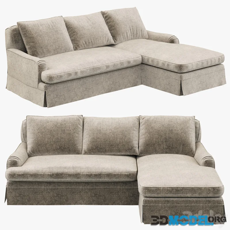 Restoration Hardware Belgian Classic Roll Arm Slipcovered Right-Arm Chaise Sectional