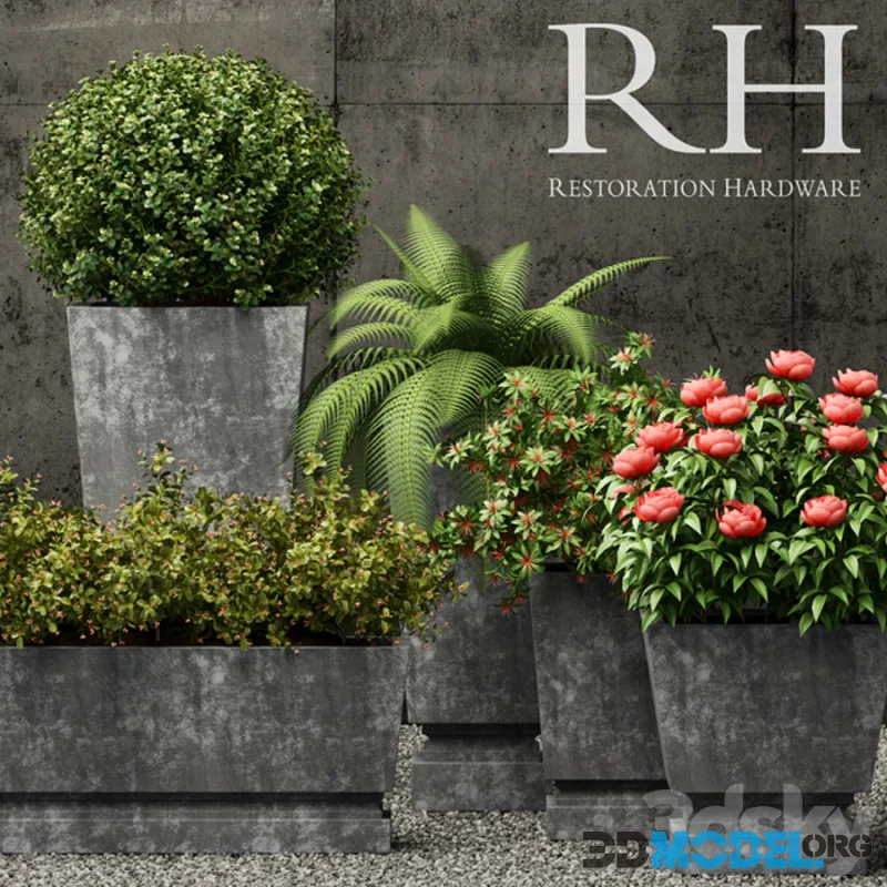 Restoration Hardware pedestal sheet metal planters