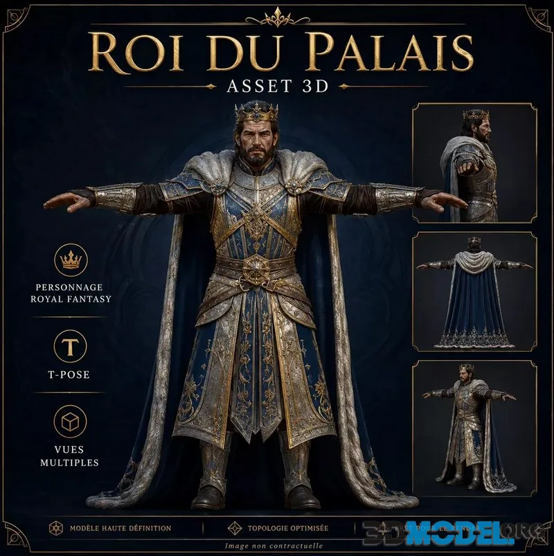 Royal Fantasy King 3D Medieval Palace Ruler Armored Noble King (PBR)