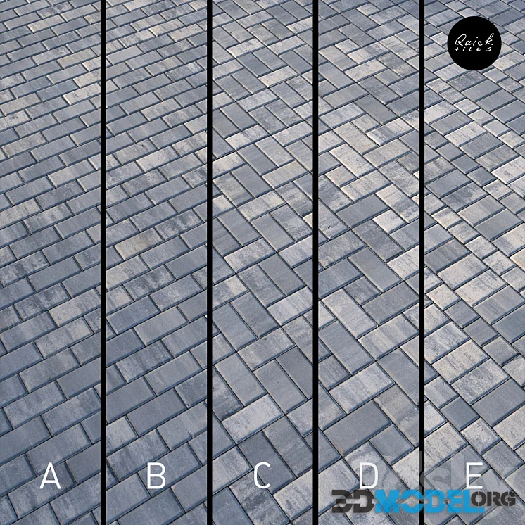 Set of 5 materials of colorful paving stones