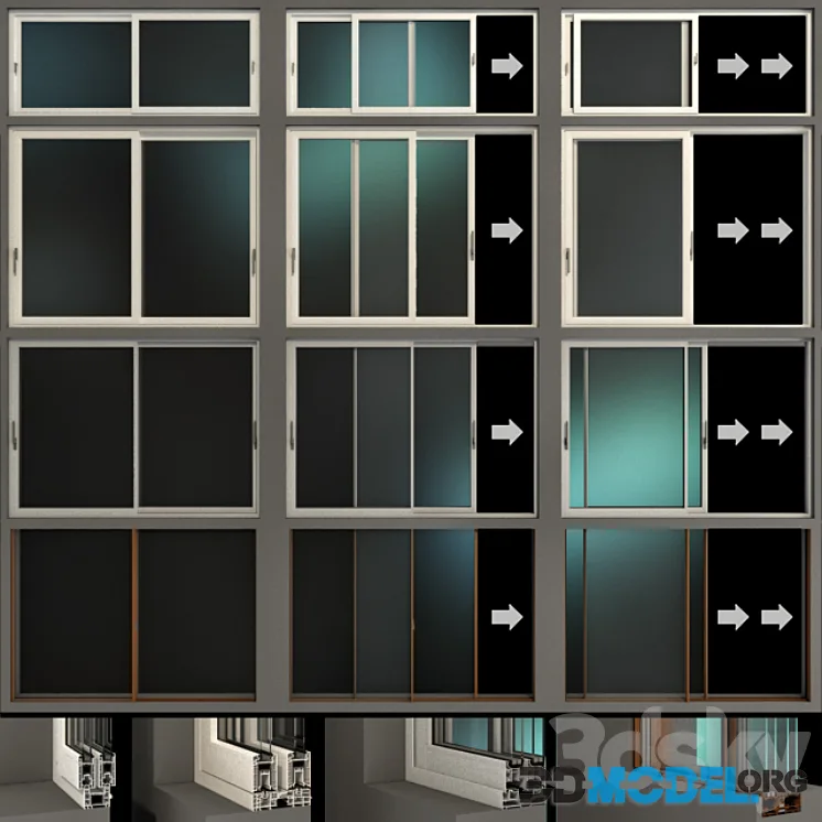 Sliding Stained Glass Aluminum Windows set