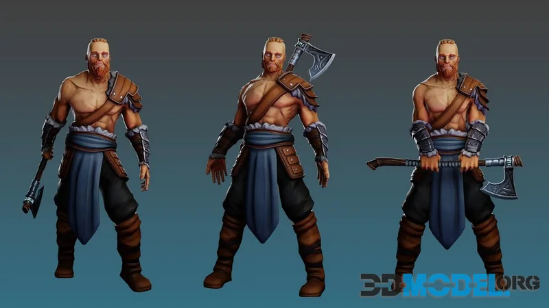 Stylised Viking Game Character low-poly (PBR)
