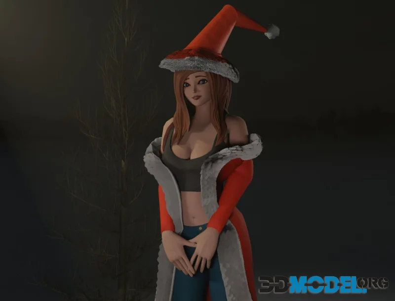 Stylized Female Christmas Character Rigged (PBR)