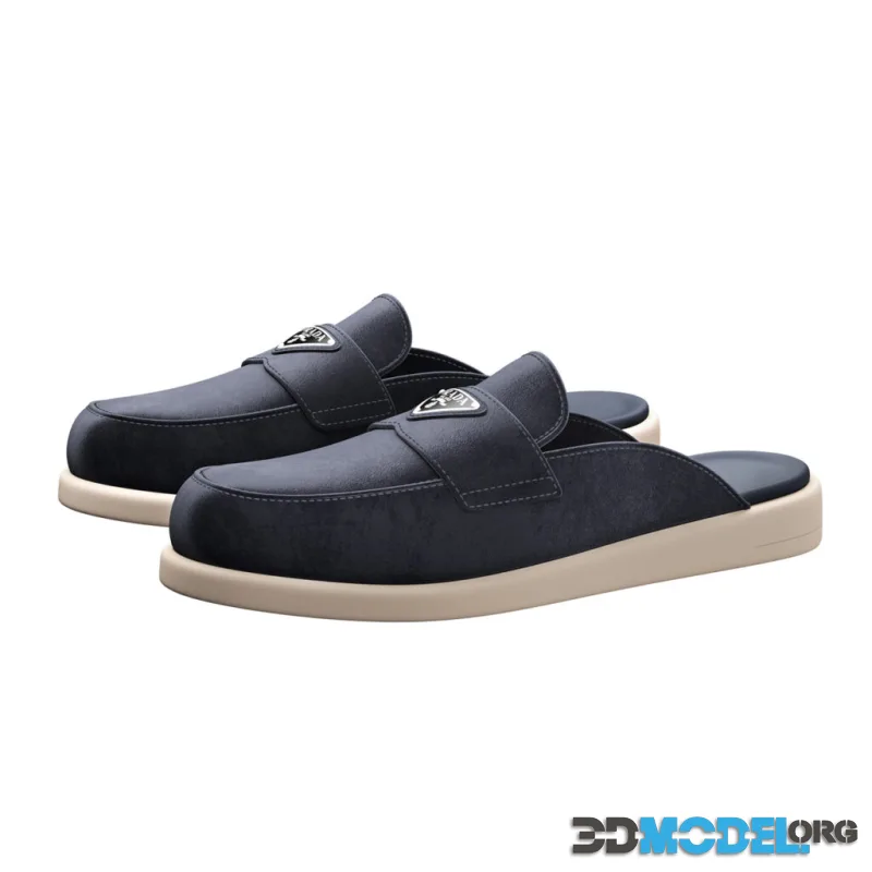 Suede Men Slip-on Slippers by Prada