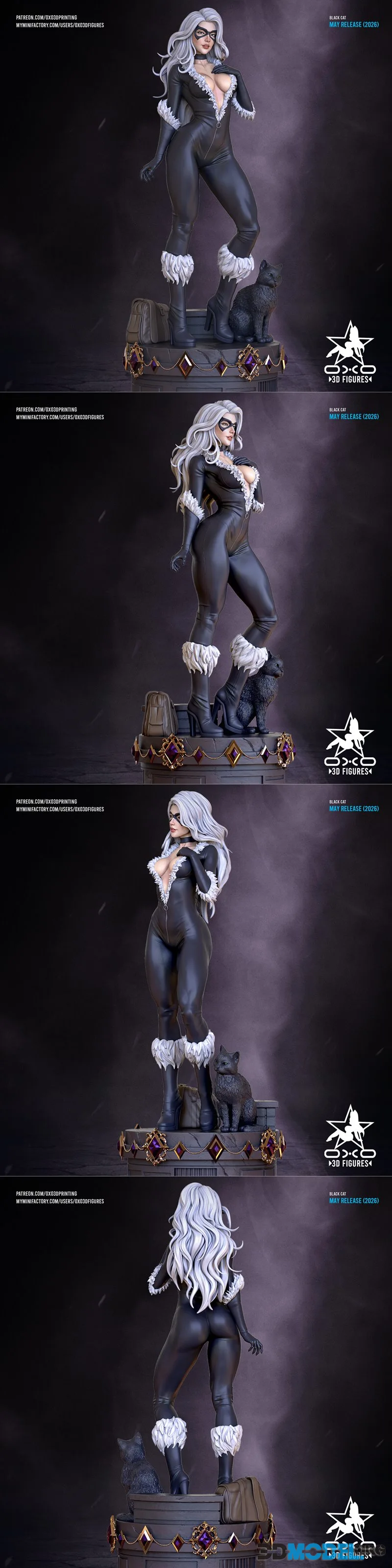 OXO3D Figures - Black Cat Miniature Figure – Printable