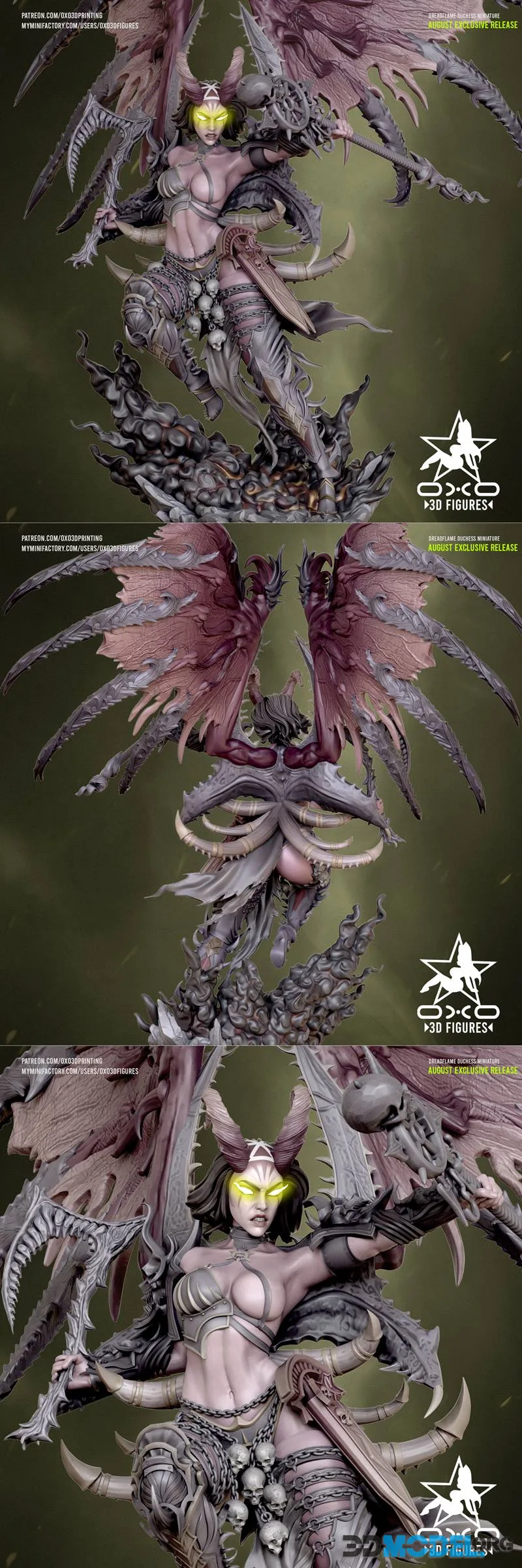 OXO3D Figures - Dreadflame Duchess Tabletop Miniature Figure – Printable