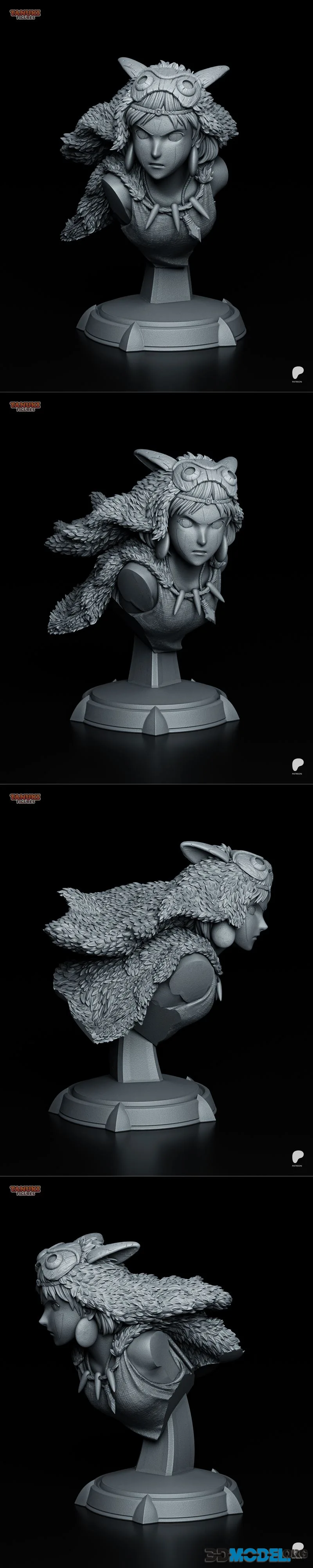 Tanuki Figures - San - Princess Mononoke Bust – Printable