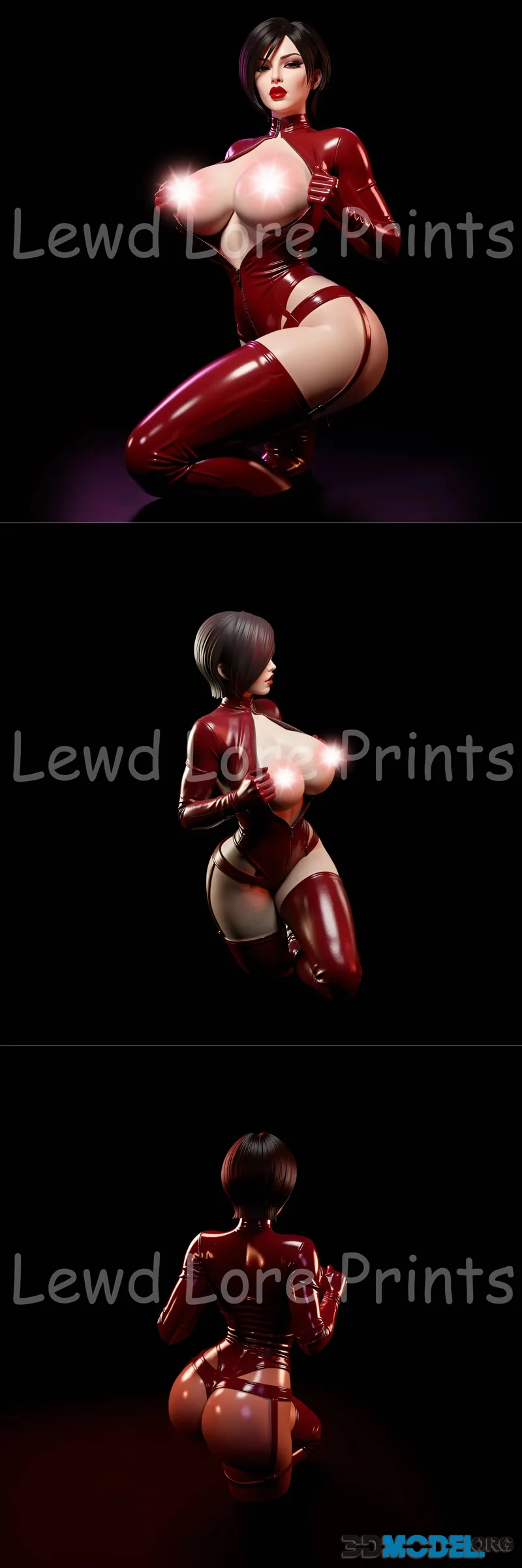 Lewd Lore Prints - Ada Wong Red Latex Tease - Residual Evil Hentai – Printable