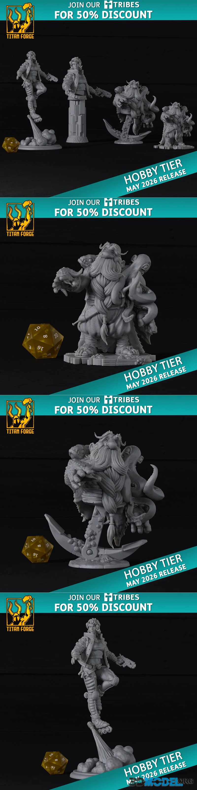 Titan Forge Miniatures - Hobby Release - Grigor Ebbingtide and Fiona Ray May 2026 – Printable