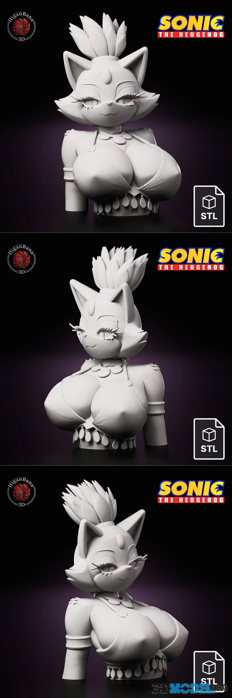 Higanbana3D - Blaze the Cat (Sonic) Bust – Printable