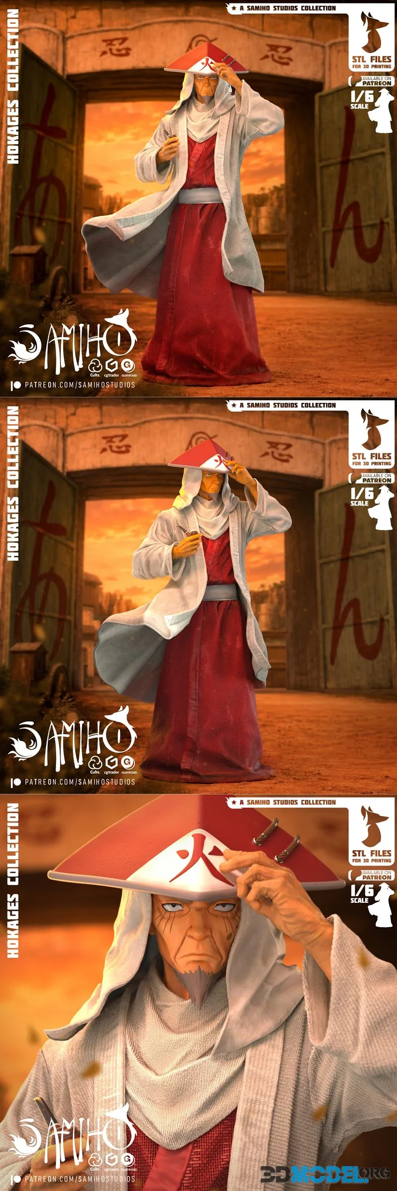 Samiho Studios - Hiruzen Sarutobi Simple – Printable