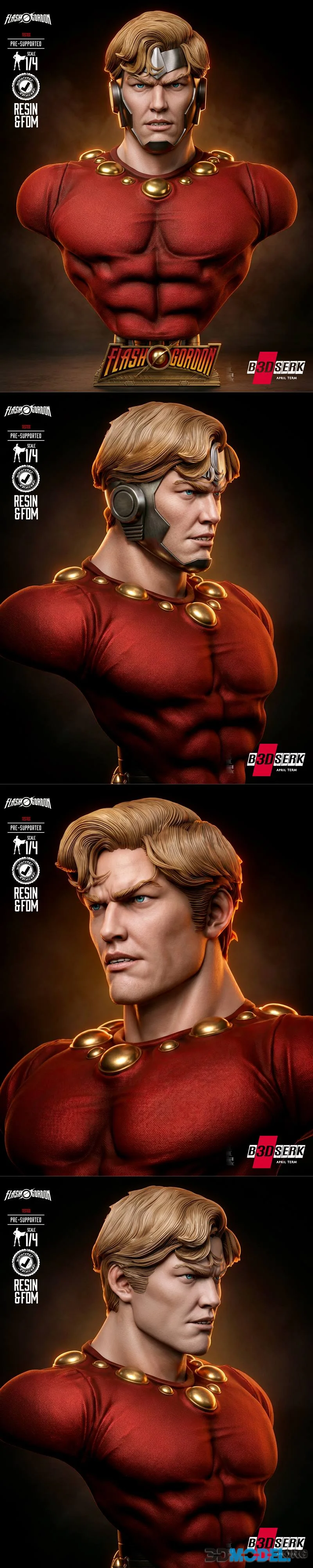 B3DSERK - Flash Gordon Bust Portrait – Printable