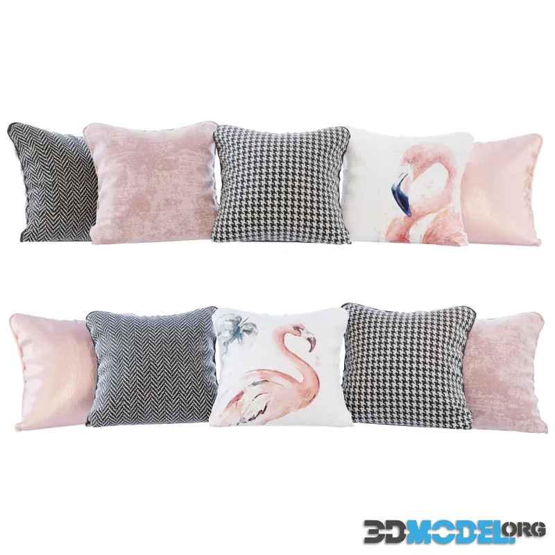 A set of pillows with flamingo 02 prints (Pillows flamingo 02 YOU)