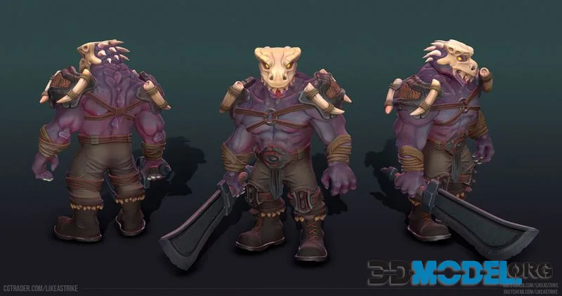 Caiman animated character low-poly (PBR)
