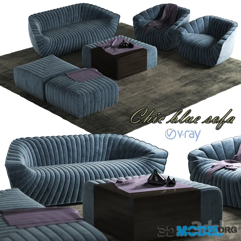 Chic blue Sofa set