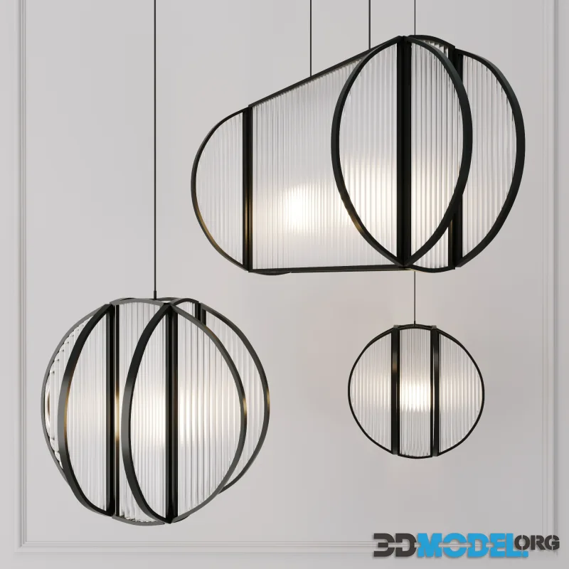 Corrugated glass chandelier